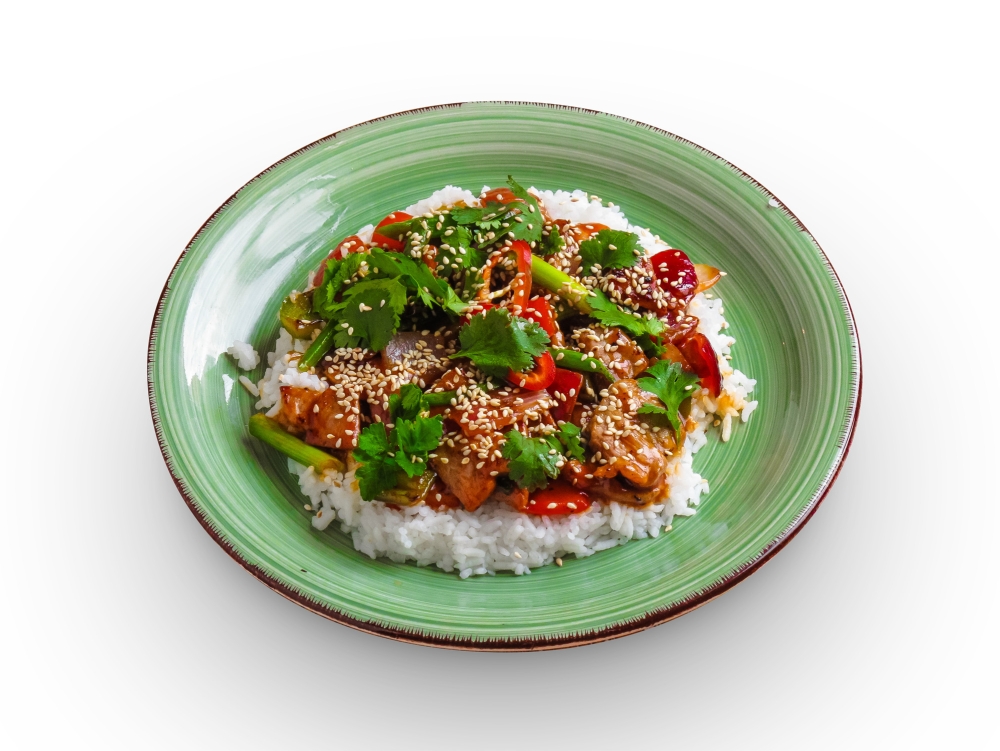 Свинина с рисом в кисло-сладком соусе по-тайски - фото1