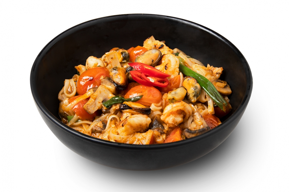 Лапша рисовая с морепродуктами Том Ям - фото1